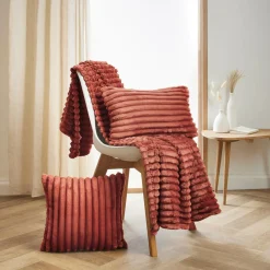 Coussin Et Housse|EMINZA Housse de coussin rectangulaire flanelle (30 x 50 cm) Dune Terracotta