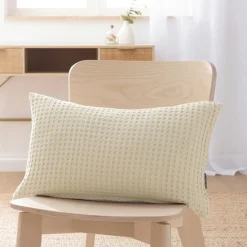 Coussin Et Housse|EMINZA Housse de coussin rectangulaire coton nid d'abeille (30 x 50 cm) Maya pampa Beige