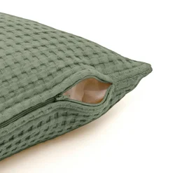 Coussin Et Housse|EMINZA Housse de coussin rectangulaire coton nid d'abeille (30 x 50 cm) Maya Vert romarin