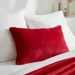 Coussin Et Housse|EMINZA Housse de coussin rectangulaire flanelle (40 x 60 cm) Didou Rouge
