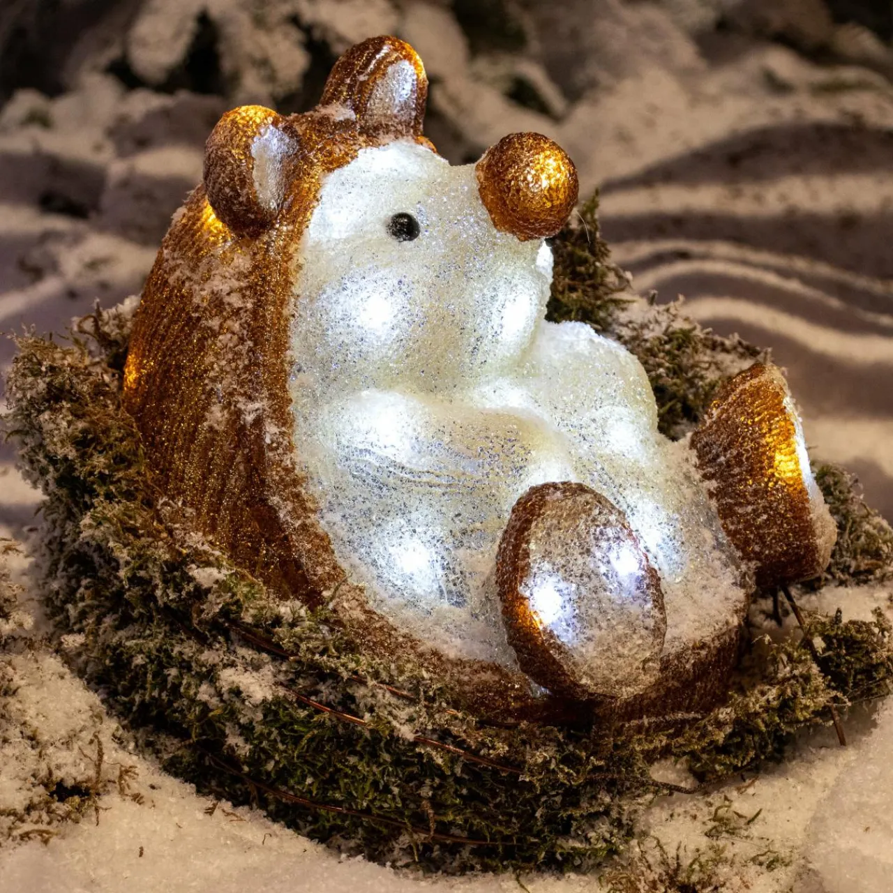 Déco Et Objet Lumineux|EMINZA Hérisson lumineux à piles 30 LED (H24 cm) Twiggy Blanc froid