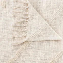 Plaid Et Jeté|Couvre-Lit Et Édredon|ATMOSPHERA Jeté de canapé coton (130 x 180 cm) Inca Ivoire