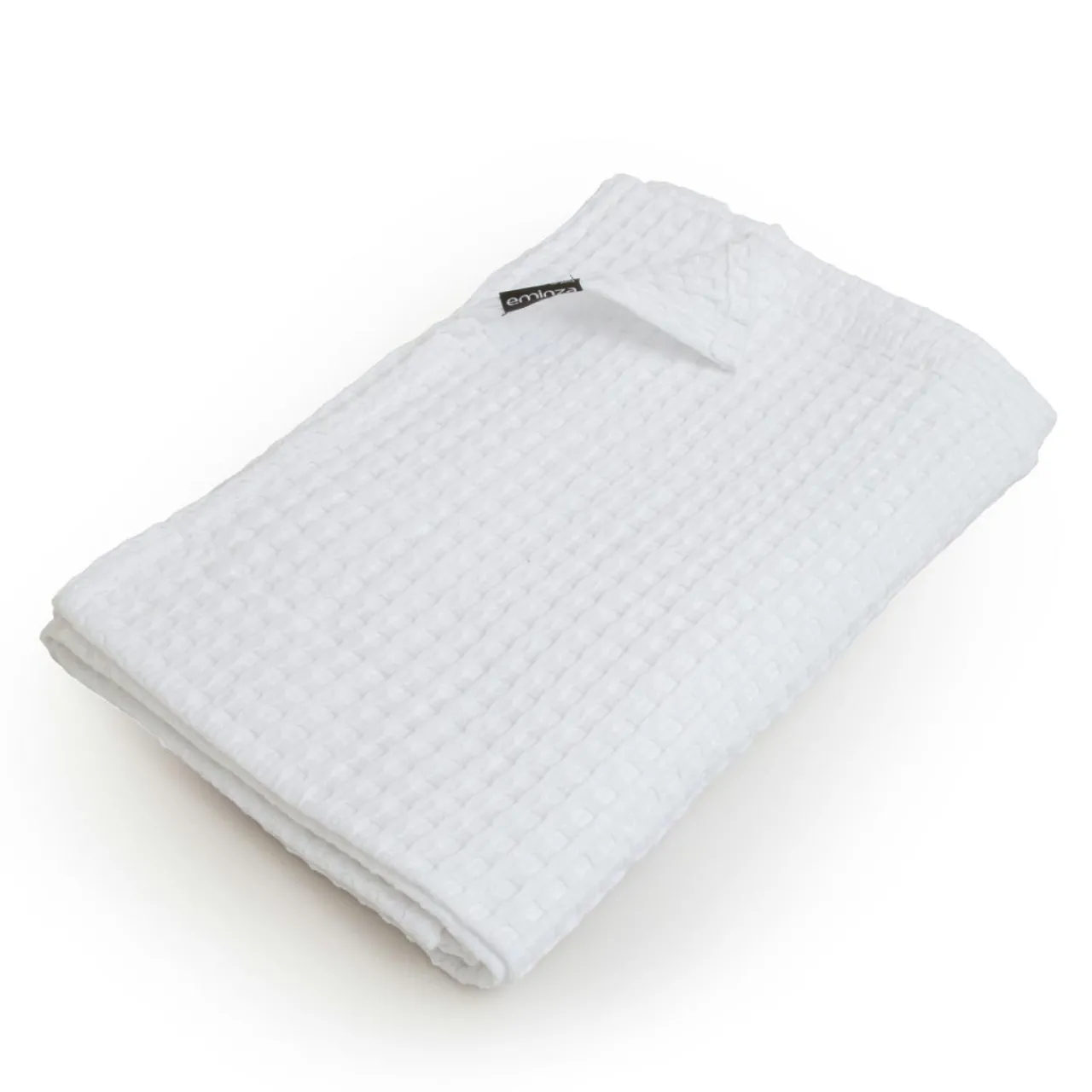 Plaid Et Jeté|Couvre-Lit Et Édredon|EMINZA Jeté de lit coton nid d'abeille (130 x 160 cm) Maya Blanc