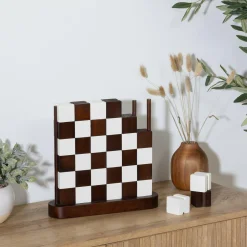 Objet Déco|Atmosphera, cru017dateur d'intu017drieur Jeu Damier Bois (27 x 28 cm) Twist Marron