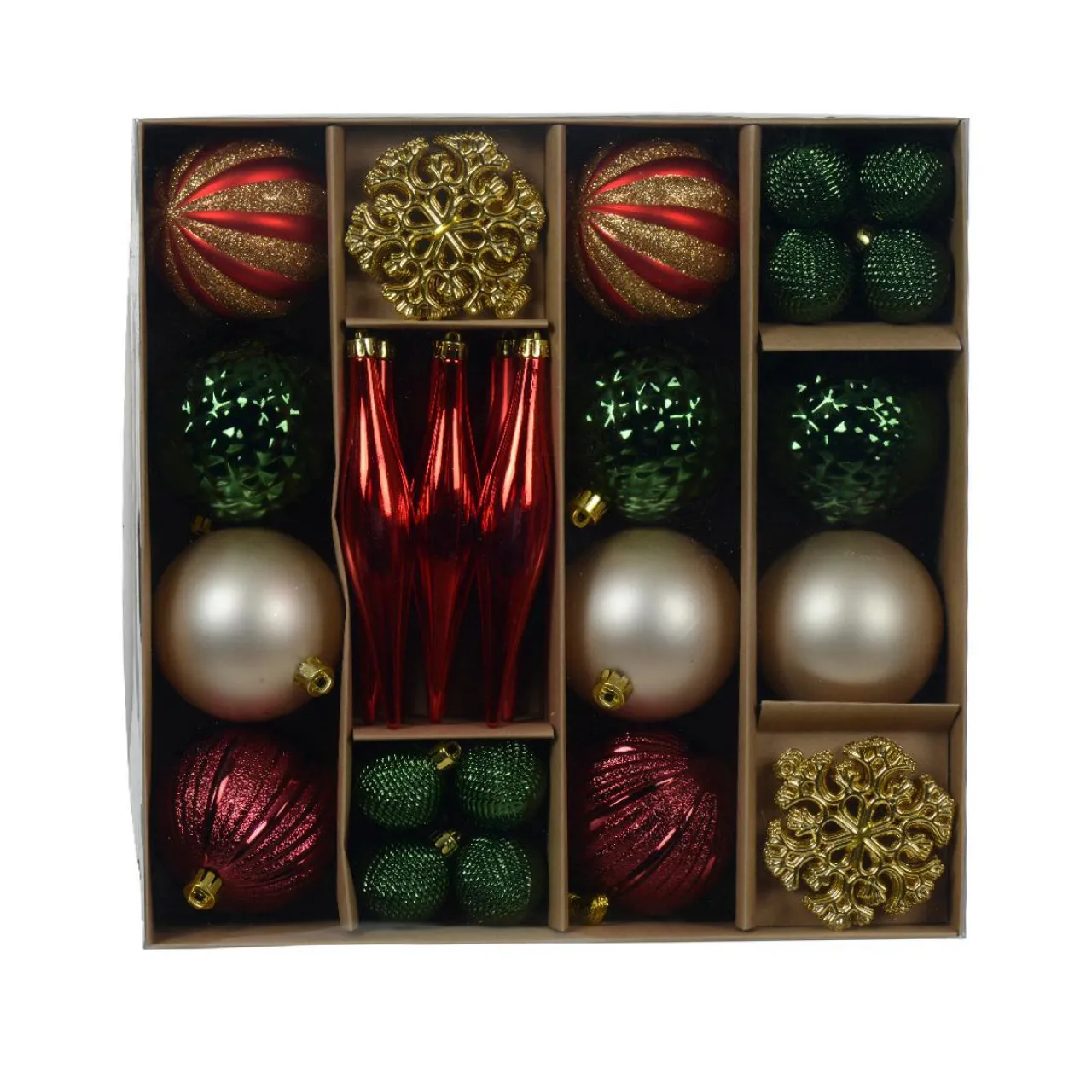 Boule De Noël|KAEMINGK Kit de décoration de sapin de Noël Christmas rouge et or Vert