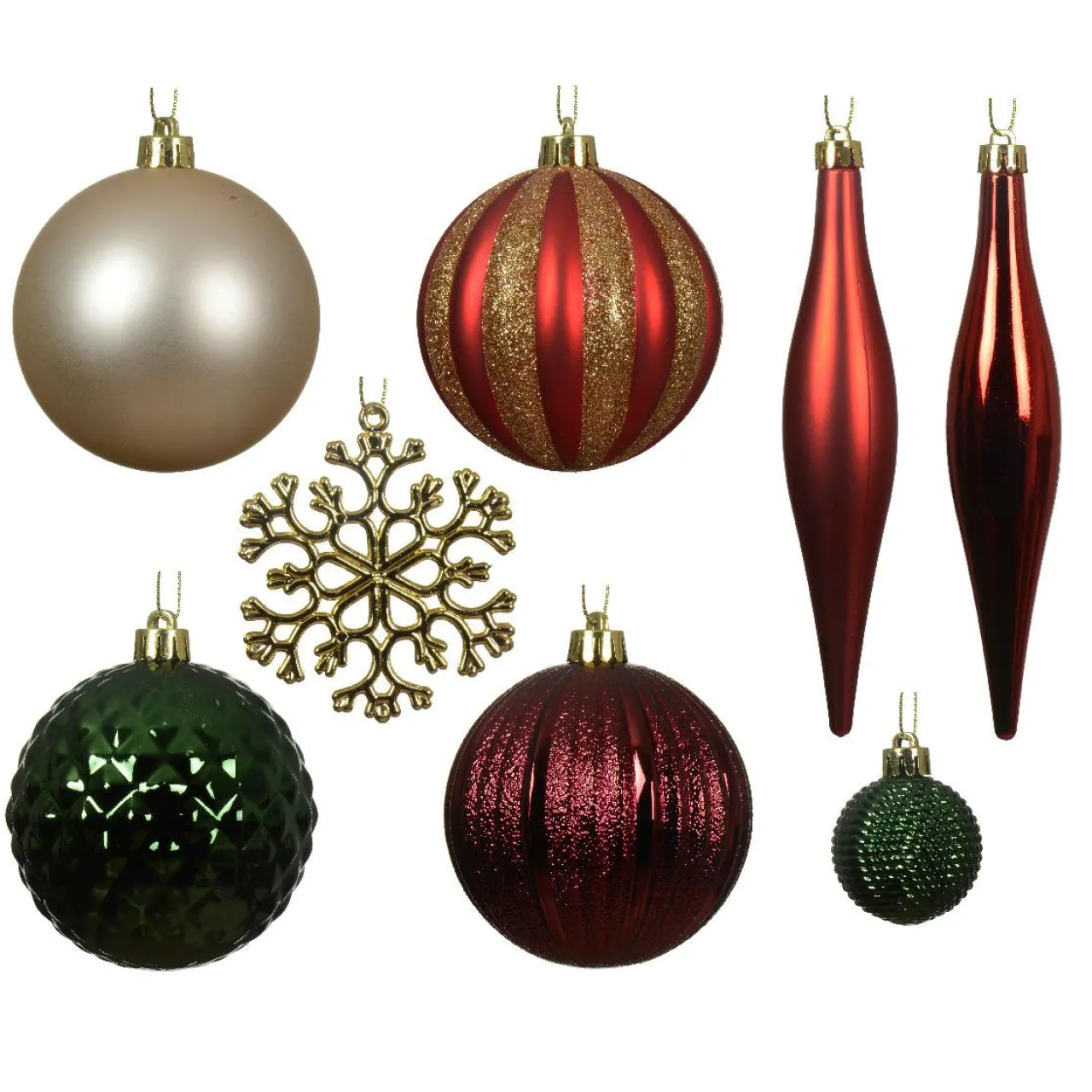 Boule De Noël|KAEMINGK Kit de décoration de sapin de Noël Christmas rouge et or Vert