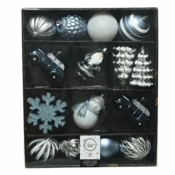 Boule De Noël|KAEMINGK Kit de décoration de sapin de Noël Tradition Bleu clair/Blanc/ Bleu nuit