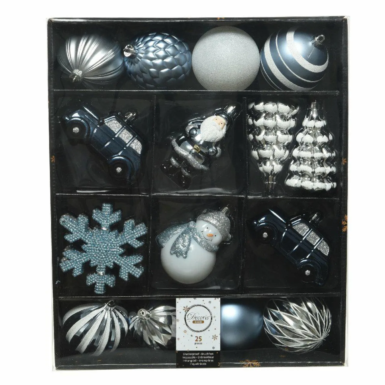 Boule De Noël|KAEMINGK Kit de décoration de sapin de Noël Tradition Bleu clair/Blanc/ Bleu nuit