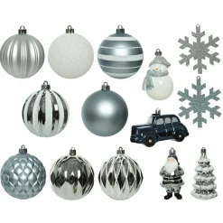 Boule De Noël|KAEMINGK Kit de décoration de sapin de Noël Tradition Bleu clair/Blanc/ Bleu nuit