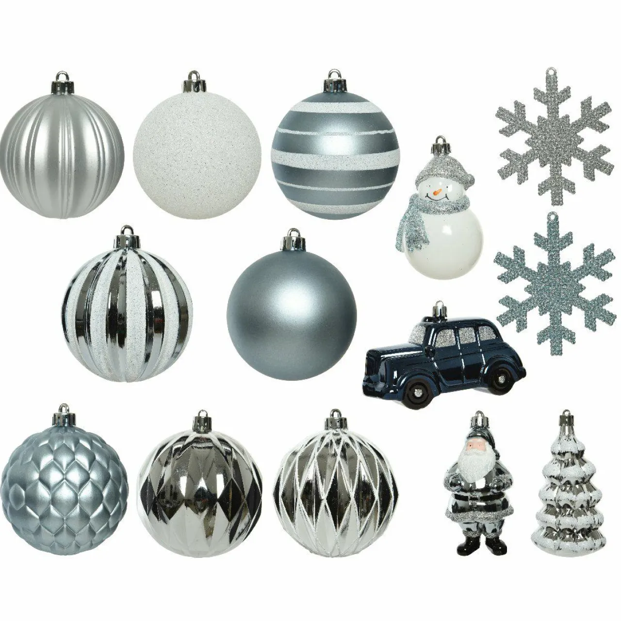 Boule De Noël|KAEMINGK Kit de décoration de sapin de Noël Tradition Bleu clair/Blanc/ Bleu nuit