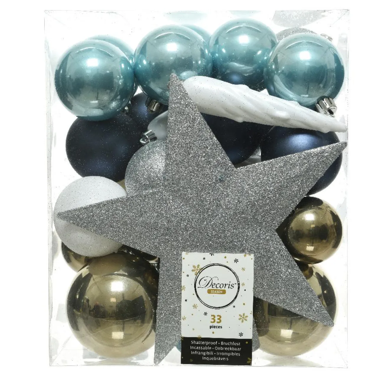 Boule De Noël|KAEMINGK Kit de décoration de sapin de Noël Novae multi Argent Bleu nuit