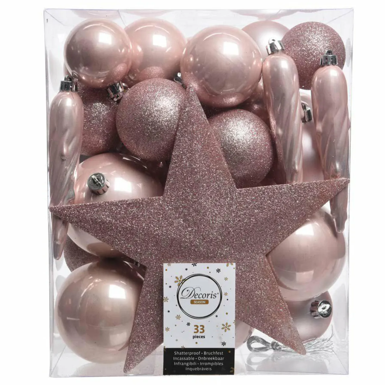 Boule De Noël|KAEMINGK Kit de décoration de sapin de Noël Novae Rose poudré