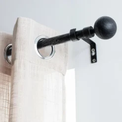 Tringle À Rideau, Barre Et Support|LUANCE Kit de tringle extensible (L120 - L210 cm / D19 mm) Basic et argent Noir