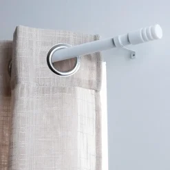 Tringle Voilage Et Support|LUANCE Kit de tringle extensible (170 à 300 cm) Cylindre strié Blanc