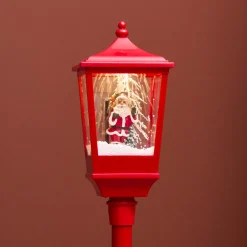Personnage, Objet Grand Format|Déco Et Objet De Noël|KAEMINGK Lampadaire de Noël illuminé, musical et animé 10 LED (H135 cm) Neige tombante Rouge