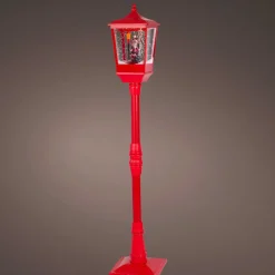 Personnage, Objet Grand Format|Déco Et Objet De Noël|KAEMINGK Lampadaire de Noël illuminé, musical et animé 10 LED (H135 cm) Neige tombante Rouge