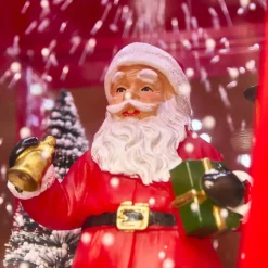 Personnage, Objet Grand Format|Déco Et Objet De Noël|KAEMINGK Lampadaire de Noël illuminé et animé 33 LED (H180 cm) Neige tombante Rouge