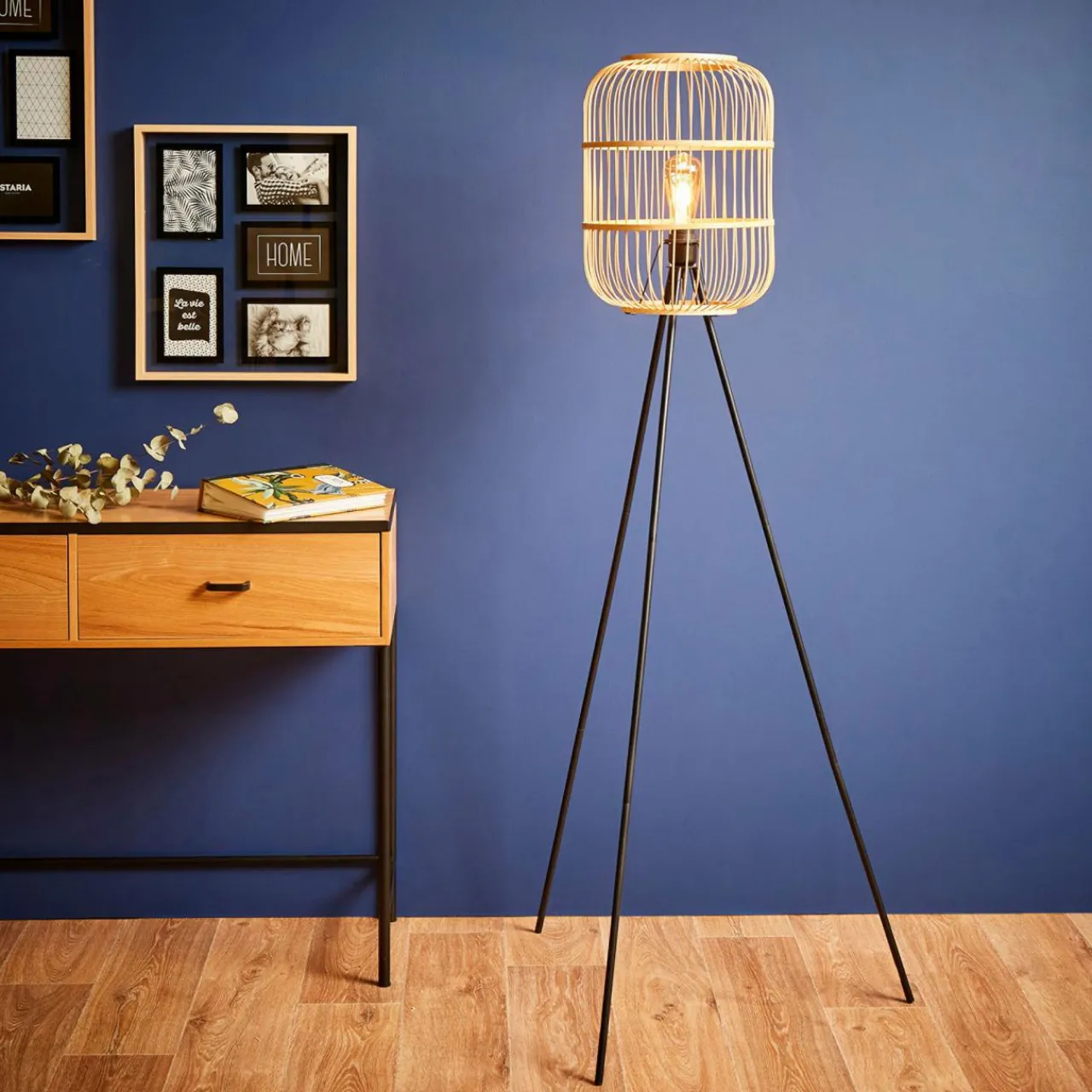 Lampadaire|OSTARIA Lampadaire sur trépied bambou (H152 cm) Hanoi beige Naturel