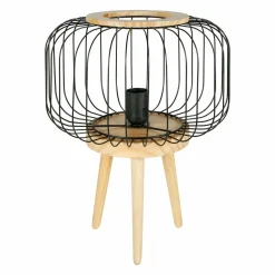 Lampe À Poser|OSTARIA Lampe à poser bois et métal (H38 cm) Cicerone Noir