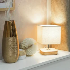 Lampe À Poser|ATMOSPHERA Lampe à poser bois (H21 cm) Toxey Ivoire