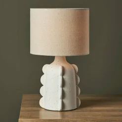 Lampe À Poser|OSTARIA Lampe à poser céramique et lin (H34,5 cm) Aurora he Blanc