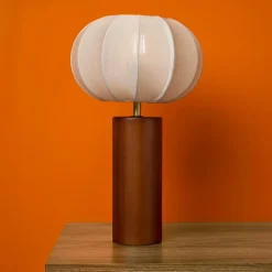 Lampe À Poser|OSTARIA Lampe à poser en coton (H36 cm) Mira Bois foncé Naturel