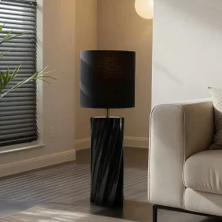 Lampadaire|OSTARIA Lampe à poser en Céramique (H104 cm) Twist e Noir