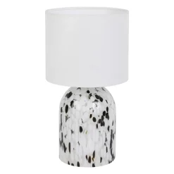 Lampe À Poser|OSTARIA Lampe à poser en Verre et Lin (H31 cm) Pepper e Noir