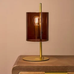Lampe À Poser|OSTARIA Lampe à poser en verre (H31 cm) Victoria Brun Marron