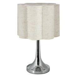 Lampe À Poser|OSTARIA Lampe à poser métal et lin (H33 cm) Tulipe Argent