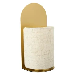 Lampe À Poser|OSTARIA Lampe à poser métal et lin (H27 cm) nella Or