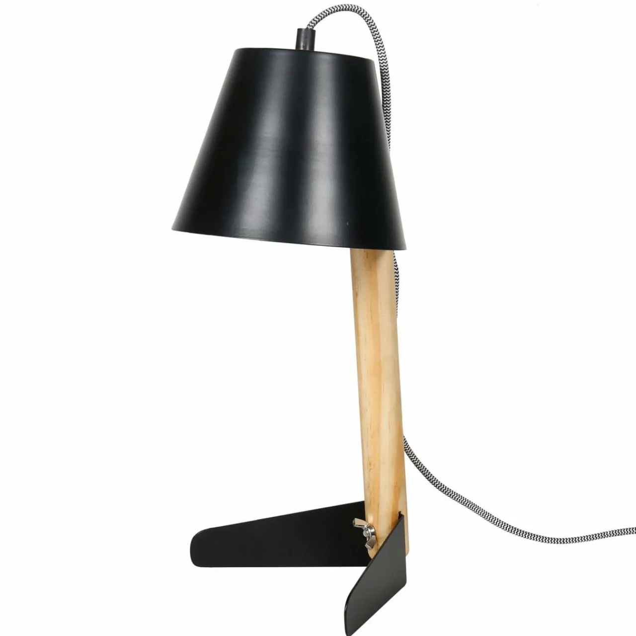 Lampe À Poser|OSTARIA Lampe à poser métal (H25 cm) Gia et bois clair Noir