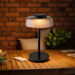 Luminaire Jardin|Eclairage Extérieur|#N/A Lampe de table sans fil rechargeable USB 18 LED (H28 cm) Tribeca Noir