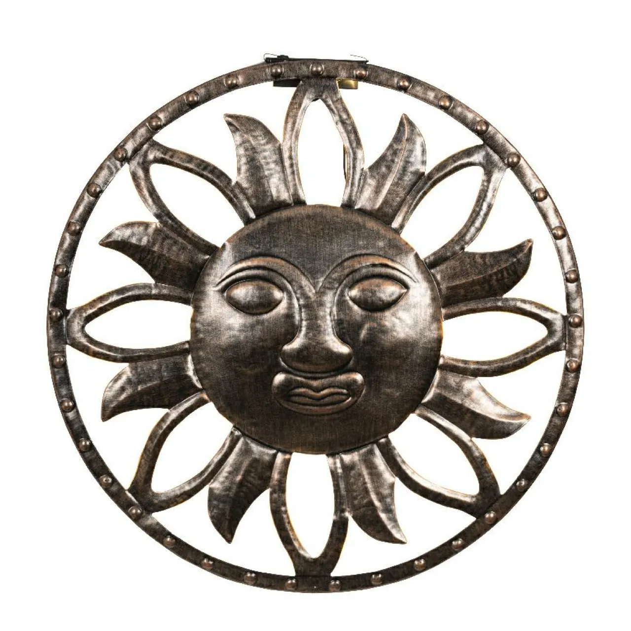 Luminaire Jardin|Eclairage Extérieur|KAEMINGK Lampe murale solaire en métal (D37 cm) Dieu soleil pâtiné et blanc chaud Or