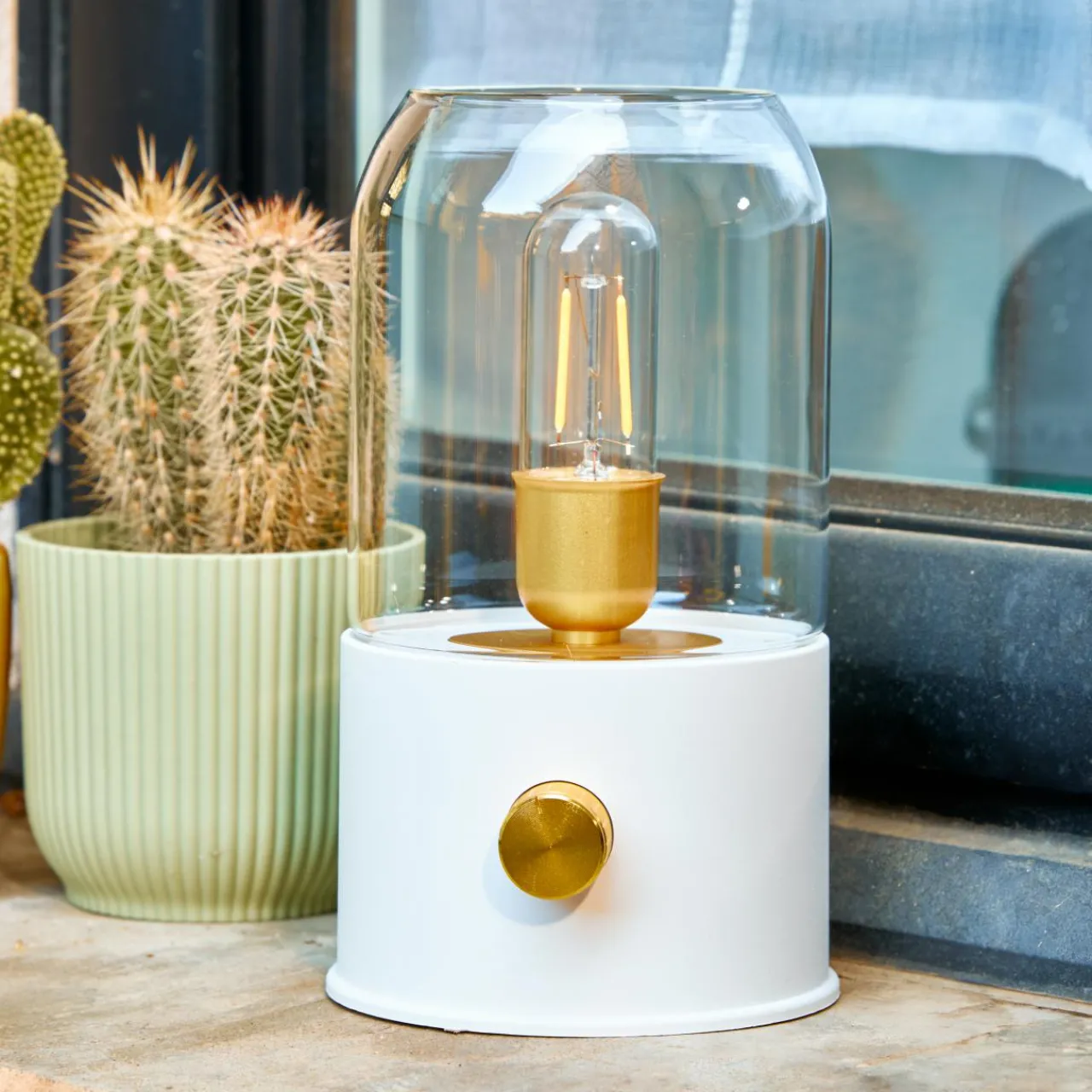 Luminaire Jardin|Eclairage Extérieur|#N/A Lampe tempête sans fil rechargeable USB (H20 cm) Blanc