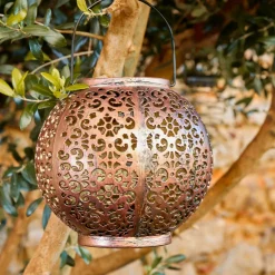 Luminaire Jardin|Eclairage Extérieur|#N/A Lanterne de jardin solaire LED (H17 cm) Palazzo Brun rustique Marron