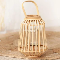 Lampe À Poser|ATMOSPHERA Lanterne en rotin (H35 cm) Naturalys Beige Naturel