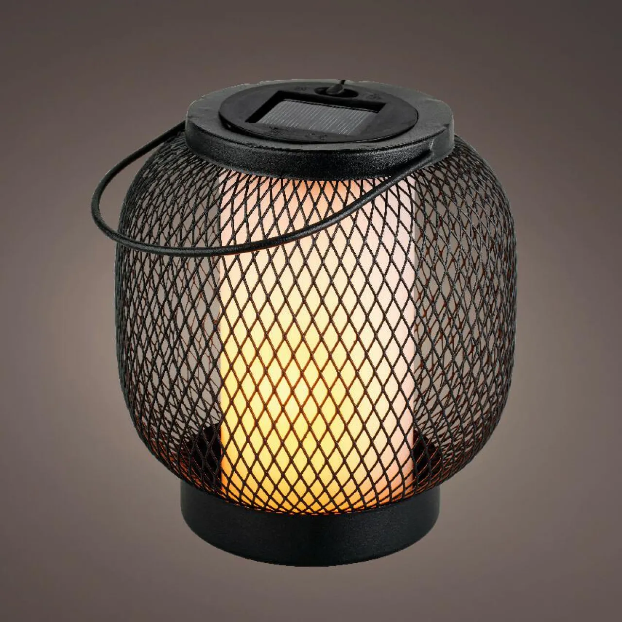 Luminaire Jardin|Eclairage Extérieur|#N/A Lanterne solaire métal à LED (H15 cm) Croisillon et blanc chaud Noir