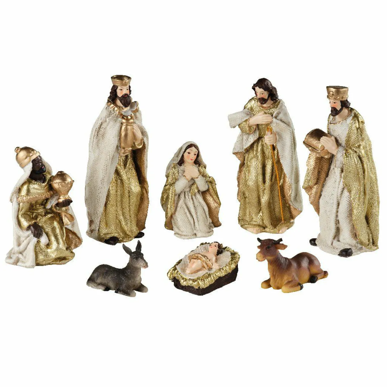 Personnages De Crèche|KAEMINGK Les 8 santons (H12 cm) de Olga Or