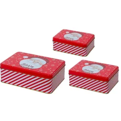 Déco Et Objet De Noël|KAEMINGK Lot de 3 boites en métal Papa Noël (H13 cm) et blanc Rouge