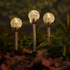 Luminaire Jardin|Eclairage Extérieur|#N/A Lot de 6 bornes de jardin solaire (H24.5 cm) Verre craquelé Blanc chaud