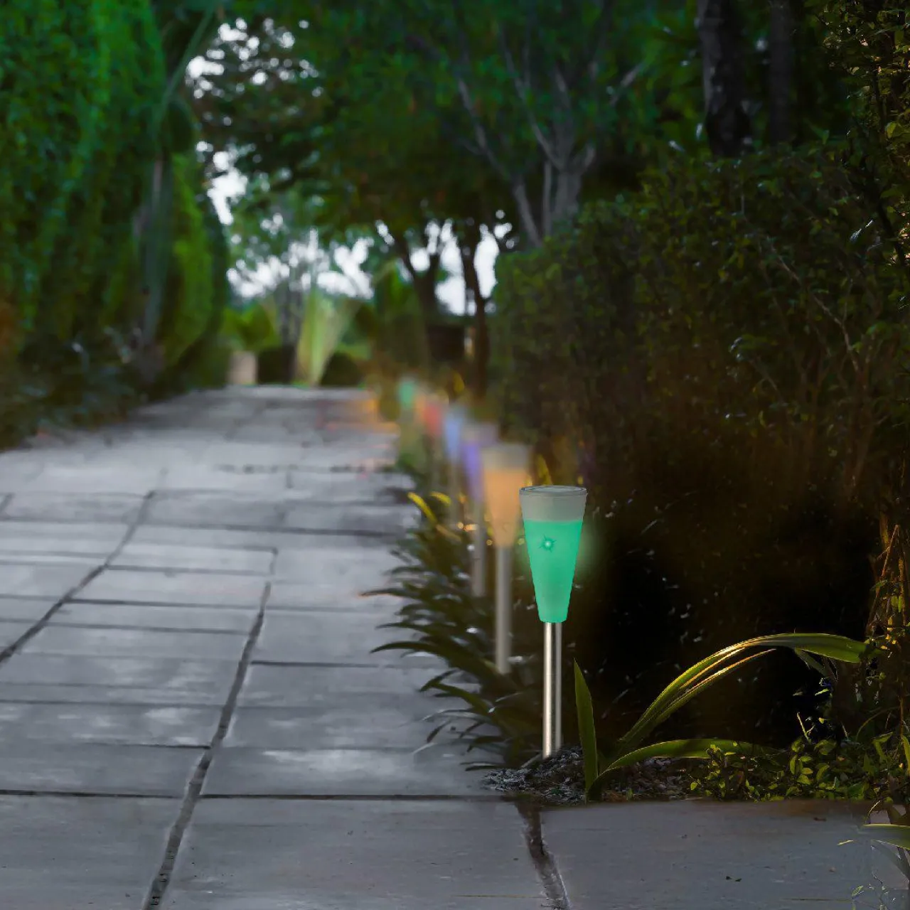 Luminaire Jardin|Eclairage Extérieur|#N/A Lot de 10 bornes de jardin solaires (H26 cm) Marly Multicolore