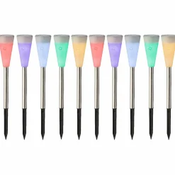 Luminaire Jardin|Eclairage Extérieur|#N/A Lot de 10 bornes de jardin solaires (H26 cm) Marly Multicolore