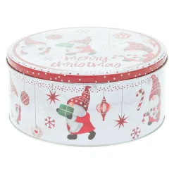 Déco Et Objet De Noël|KOOPMAN Lot de 3 boîtes de rangement en métal rondes Les Lutins en Rouge