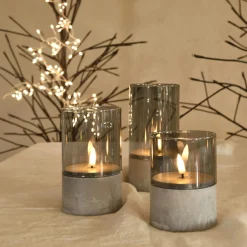 Bougie Et Photophore|BLACHERE Lot de 3 bougies LED en verre (H15 cm) Charme Blanc chaud