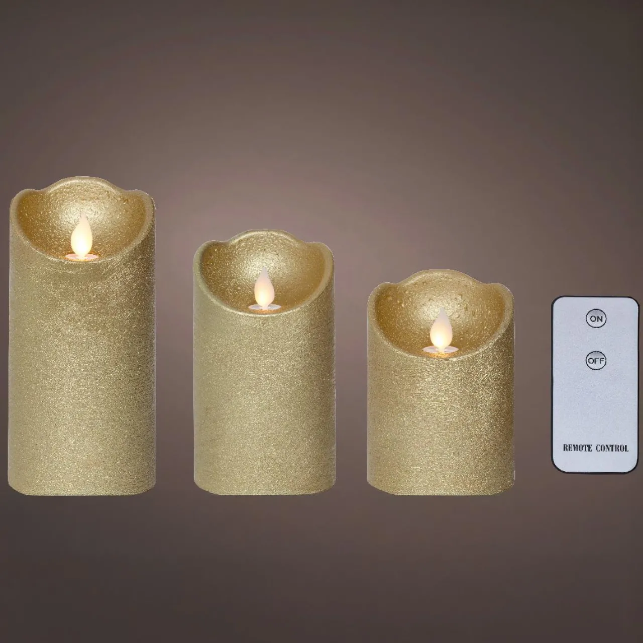 Bougie Et Photophore|KAEMINGK Lot de 3 bougies LED vacillantes (D7,5 cm) Cire naturelle Or