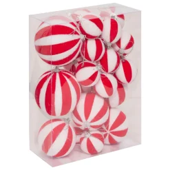 Boule De Noël|JJA Lot de 22 boules de Noël assorties Rayures Rouge