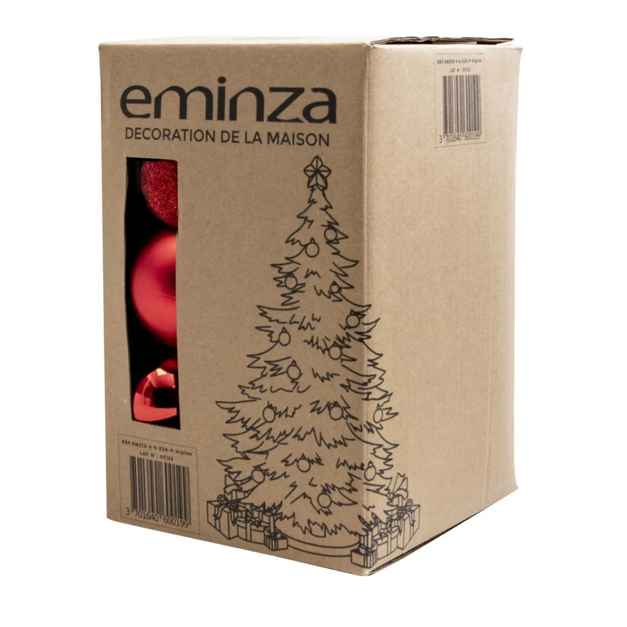 Boule De Noël|EMINZA Lot de 30 boules de Noël (D80 mm) New Alpine Rouge