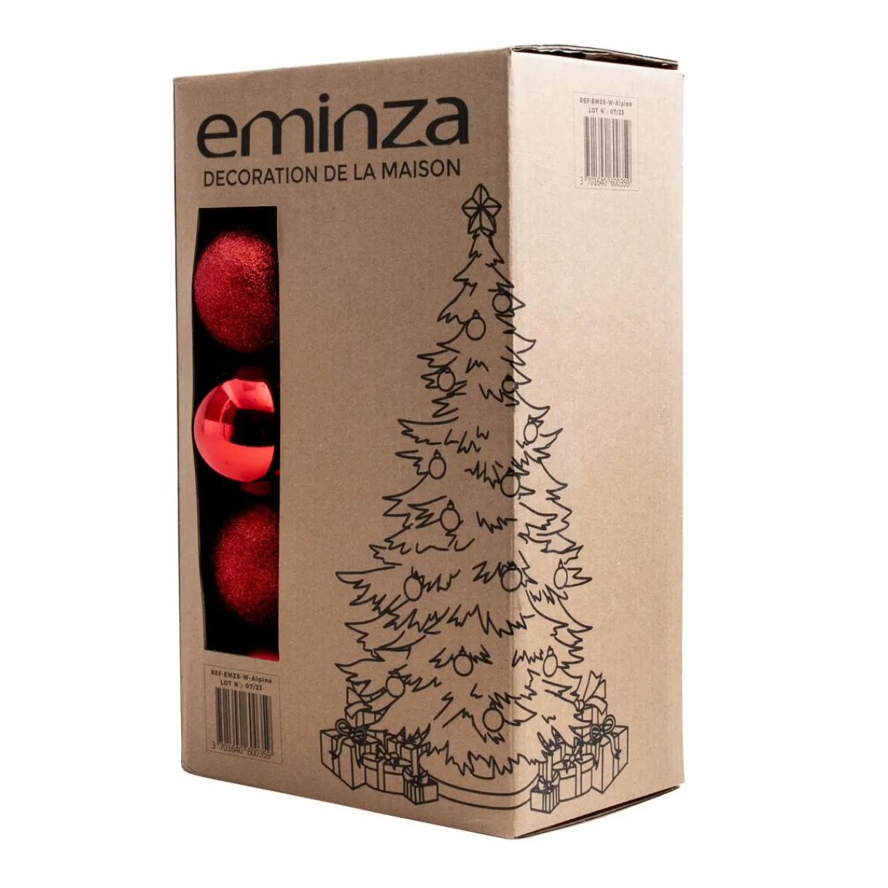 Boule De Noël|EMINZA Lot de 30 boules de Noël (D80 mm) New Alpine Rouge