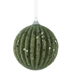 Boule De Noël|KAEMINGK Lot de 12 boules de Noël (D80 mm) Strass pailletés Vert romarin
